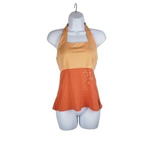 Mountain Hardwear Placement Halter Top Orange Lightweight Shelf Bra Size Small